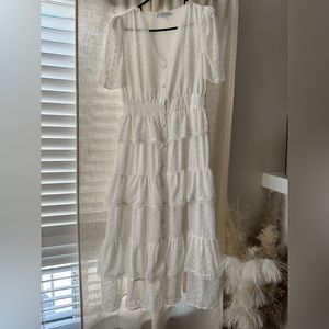 French connection white polka dot sheer dress size S